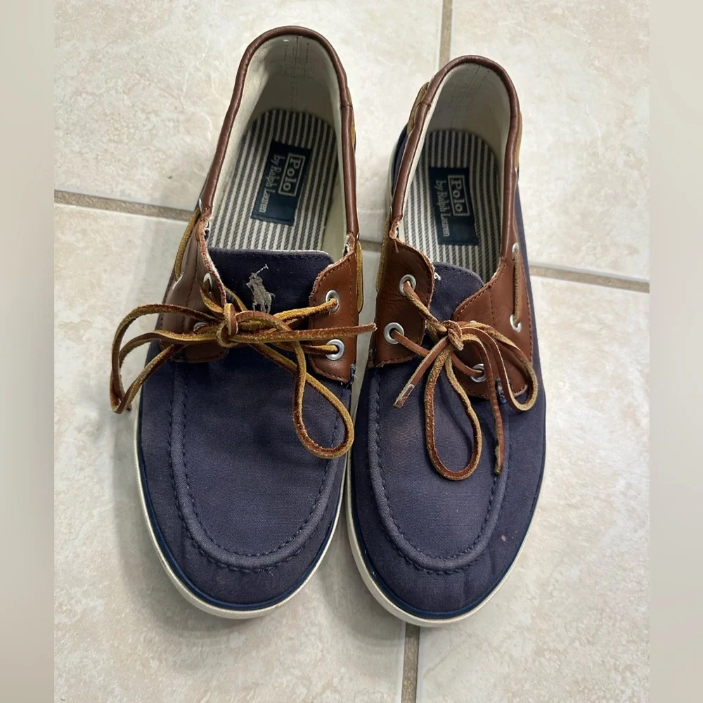 RALPH LAUREN POLO RYLANDER BOAT SHOES, NAVY BLUE, RUBBER SOLE, MEN'S US 11D